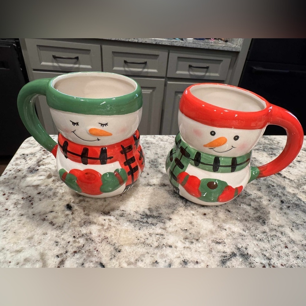 Festive Snowman Mugs Set of 2 4x4in